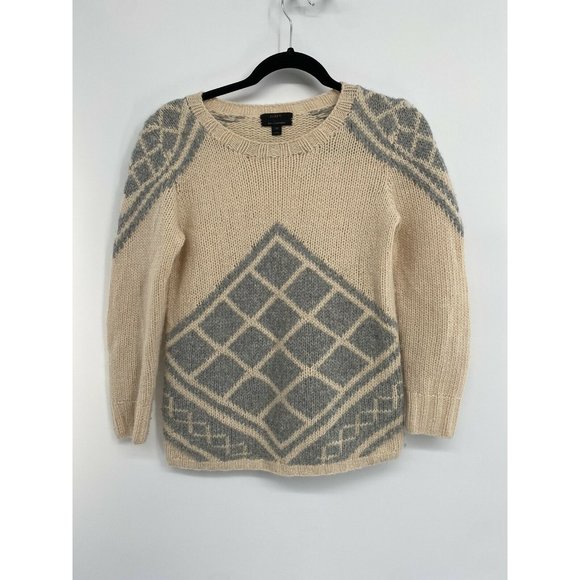 J. Crew Sweaters - J. Crew Hand Knit Tile Sweater With Cashmere XX Soft Cozy Gray Beige Wool